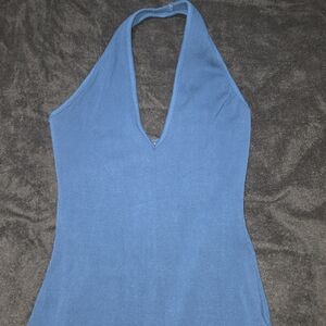 Fashion Nova Blue V-Neck Jumpsuit